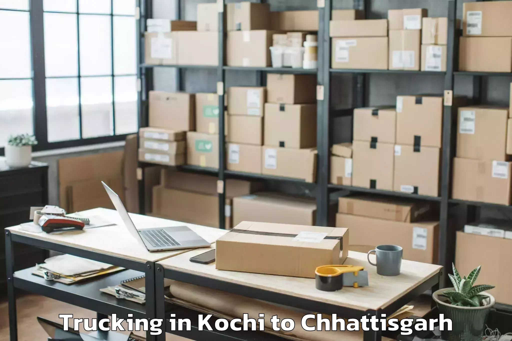 Top Kochi to Kharsia Trucking Available